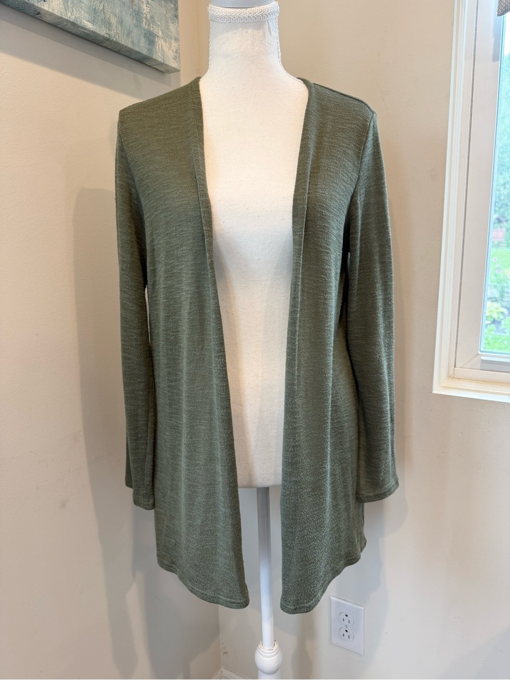 H&M Lightweight Cardigan Open Front Olive Medium